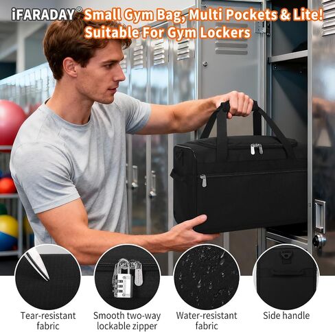 iFARADAY 20L Small Duffle Bag for Gym - Carry On Personal Item Travel Duffle Bag, Weekender & Overnight Bag for Travel, Sports, Workout (Black) in Saudi Arabia