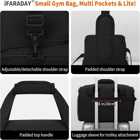 iFARADAY 20L Small Duffle Bag for Gym - Carry On Personal Item Travel Duffle Bag, Weekender & Overnight Bag for Travel, Sports, Workout (Black) in Saudi Arabia