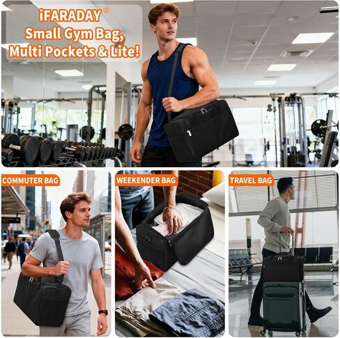 iFARADAY 20L Small Duffle Bag for Gym - Carry On Personal Item Travel Duffle Bag, Weekender & Overnight Bag for Travel, Sports, Workout (Black) in Saudi Arabia