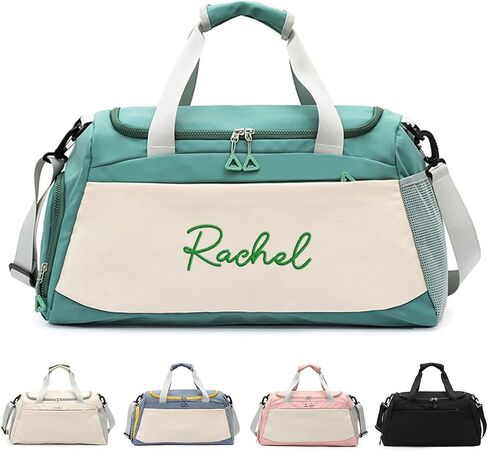 Personalized Duffel Bag with Custom Name Embroidery Waterproof Oxford Cloth Gym Travel Bag Shoe Wet Pockets Sport Overnight Weekender Bag for Women Men Christmas Groomsman Gift (Blue) in Saudi Arabia