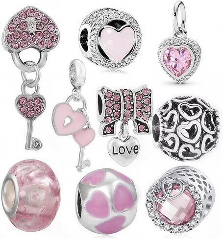 Doyafer 9 Pack Charms Silver Pendant for Pandora Bracelets and Necklaces Charms for Women's Necklace Bracelet Birthday Holiiday Jewelry Gift For Mom's Gift in Saudi Arabia