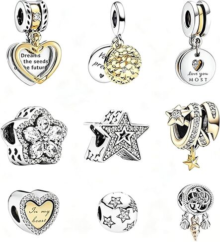 Doyafer 9 Pack Charms Silver Pendant for Pandora Bracelets and Necklaces Charms for Women's Necklace Bracelet Birthday Holiiday Jewelry Gift For Mom's Gift in Saudi Arabia