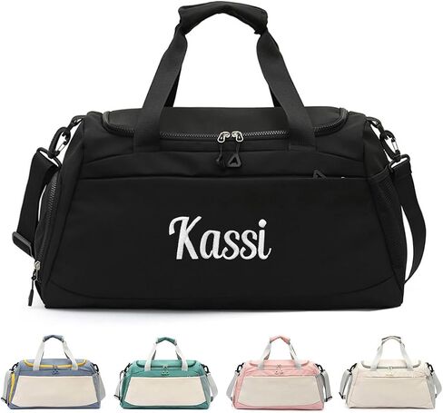 Personalized Duffel Bag with Custom Name Embroidery Waterproof Oxford Cloth Gym Travel Bag Shoe Wet Pockets Sport Overnight Weekender Bag for Women Men Christmas Groomsman Gift (Blue) in Saudi Arabia