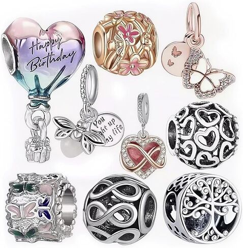 Doyafer 9 Pack Charms Silver Pendant for Pandora Bracelets and Necklaces Charms for Women's Necklace Bracelet Birthday Holiiday Jewelry Gift For Mom's Gift in Saudi Arabia