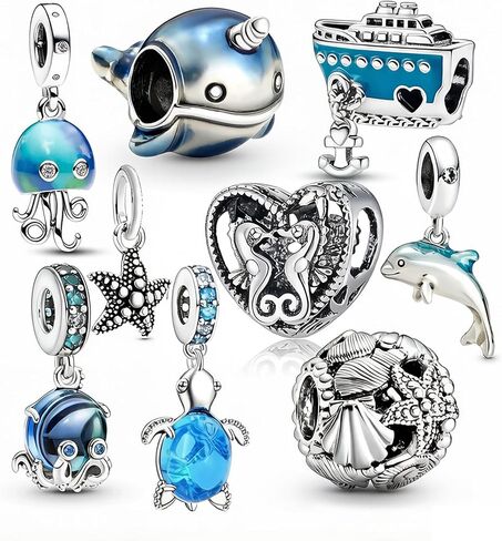 Doyafer 9 Pack Charms Silver Pendant for Pandora Bracelets and Necklaces Charms for Women's Necklace Bracelet Birthday Holiiday Jewelry Gift For Mom's Gift in Saudi Arabia