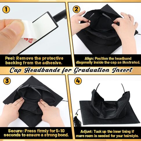 Sofeavo Graduation Cap Headband Insert - Secure Grad Cap Headband for Graduates, Women & Students - Keeps Hairstyle Intact for Graduation Hat Stability - Essential Hat Accessories in Saudi Arabia