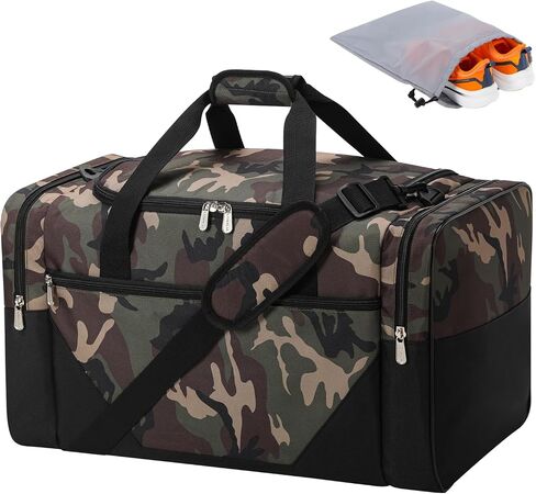 Mens Gym Bag 45L - 21 inch Sport Duffle Bag Water-Resistant for Travel, Workout, Fitness, Training (Black) in Saudi Arabia