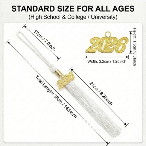 2026 Tassel Graduation, 2026 Graduations Cap White Tassels with 2026 Gold Charms for Stole Grad Cap Hat Graduate Accessories Ceremonies Memorial Regalia Decorations in Saudi Arabia