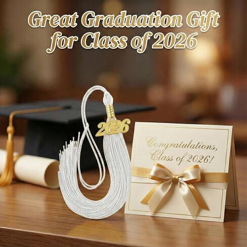 2026 Tassel Graduation, 2026 Graduations Cap White Tassels with 2026 Gold Charms for Stole Grad Cap Hat Graduate Accessories Ceremonies Memorial Regalia Decorations in Saudi Arabia