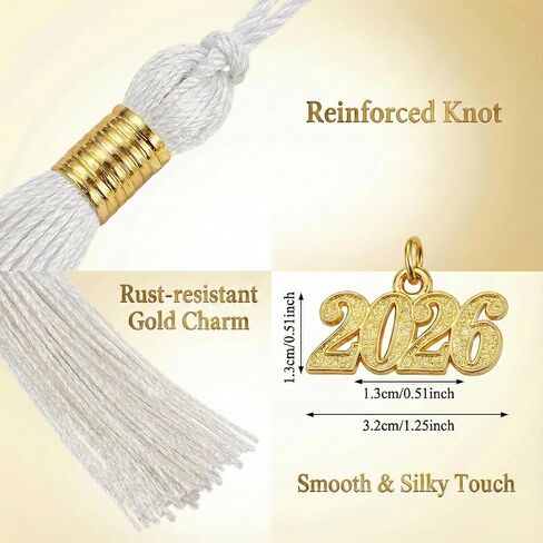 2026 Tassel Graduation, 2026 Graduations Cap White Tassels with 2026 Gold Charms for Stole Grad Cap Hat Graduate Accessories Ceremonies Memorial Regalia Decorations in Saudi Arabia