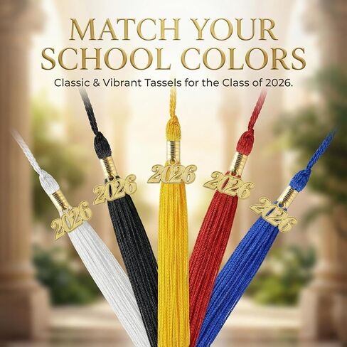 2026 Tassel Graduation, 2026 Graduations Cap White Tassels with 2026 Gold Charms for Stole Grad Cap Hat Graduate Accessories Ceremonies Memorial Regalia Decorations in Saudi Arabia