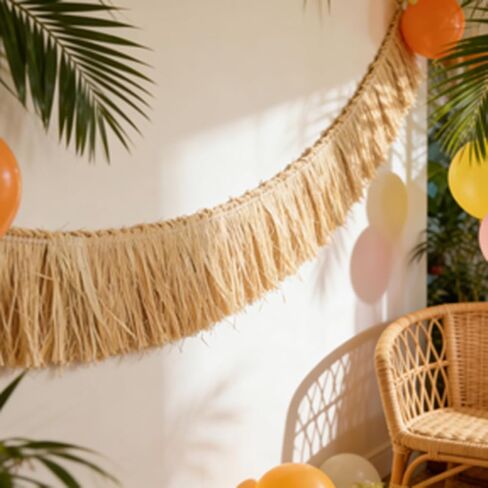 Rustic Natural Raffia Grass Tassel Fringe Trim Straw Craft Decoration for Home Wall Hanging Wedding Party DIY Crafts (L) in Saudi Arabia
