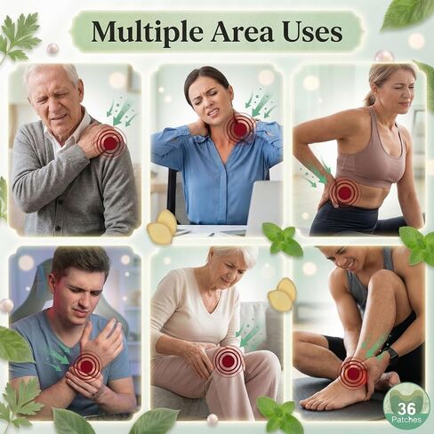 Original Herbal Knee Patches, Self-Heating Wormwood Warm Compress for Stiff Joints & Tired Muscles, Ergonomic Long-Lasting Mobility Support Sticker for Adults & Seniors 36-Pack in Kuwait