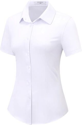 Button Down Shirts for Women Short Sleeve Dress Shirt Stretch Wrinkle Free Business Casual Office Blouse Work Tops in Saudi Arabia