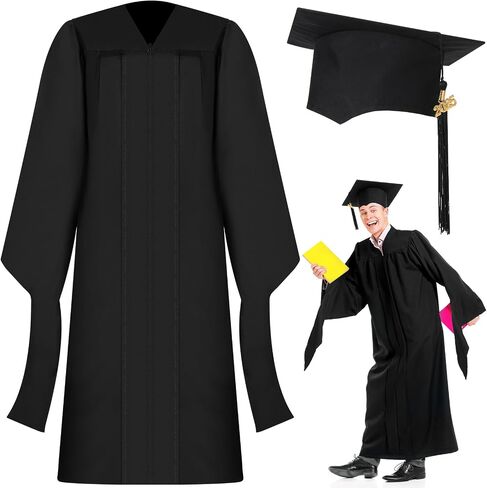 Mepase Master Graduation Cap Gown and Hood 2026 Cotton Matte Black Unisex Master Degree Graduation Regalia with Cap Gown Hood in Saudi Arabia