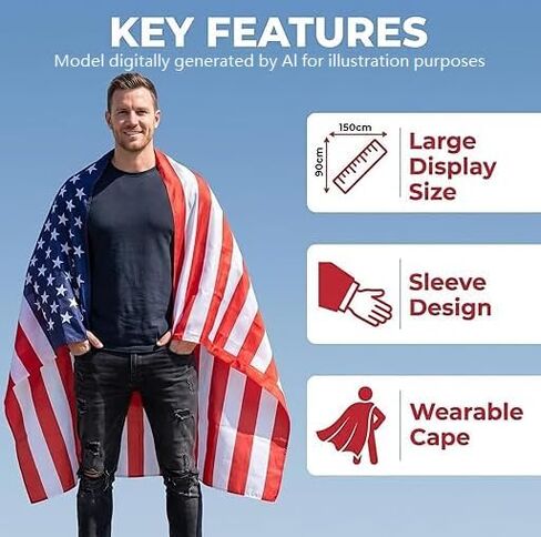 Patriotic Wearable Flag Cape, USA & Brazil National Flag Cloak Costume for Adults, World Cup & 4th of July Party Accessories in Saudi Arabia