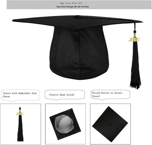 2025 Graduation Cap and Gown,Unisex Adult's Shiny Grad Robe Hat with Tassel Set - High School College Ceremony in Saudi Arabia