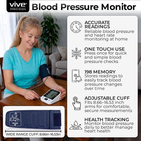 Blood Pressure Monitor - Upper Arm High Heart Rate Digital Sphygmomanometer BP Cuff Machine - Automatic Accurate Home Use BPM System for Hypertension- Pregnancy Must Have in Kuwait