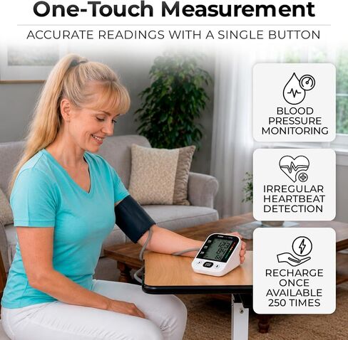 Blood Pressure Monitor - Upper Arm High Heart Rate Digital Sphygmomanometer BP Cuff Machine - Automatic Accurate Home Use BPM System for Hypertension- Pregnancy Must Have in Kuwait