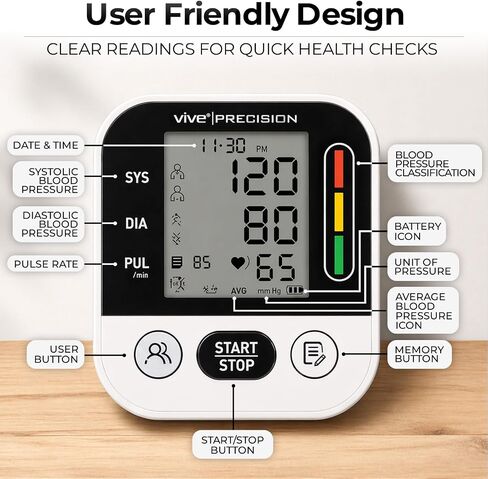 Blood Pressure Monitor - Upper Arm High Heart Rate Digital Sphygmomanometer BP Cuff Machine - Automatic Accurate Home Use BPM System for Hypertension- Pregnancy Must Have in Kuwait
