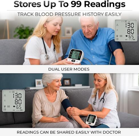 Blood Pressure Monitor - Upper Arm High Heart Rate Digital Sphygmomanometer BP Cuff Machine - Automatic Accurate Home Use BPM System for Hypertension- Pregnancy Must Have in Kuwait