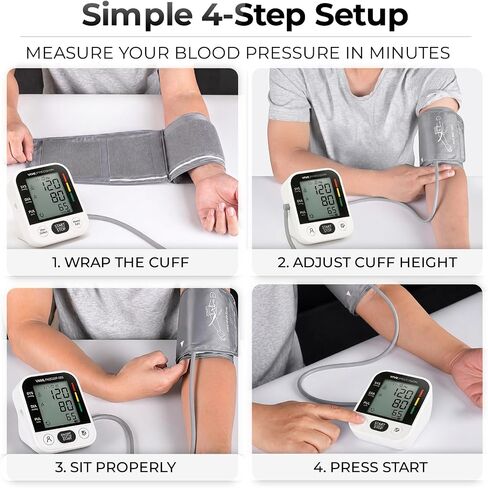 Blood Pressure Monitor - Upper Arm High Heart Rate Digital Sphygmomanometer BP Cuff Machine - Automatic Accurate Home Use BPM System for Hypertension- Pregnancy Must Have in Kuwait