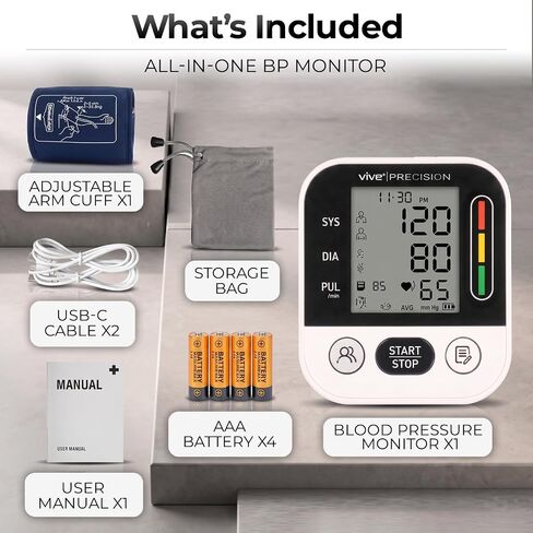 Blood Pressure Monitor - Upper Arm High Heart Rate Digital Sphygmomanometer BP Cuff Machine - Automatic Accurate Home Use BPM System for Hypertension- Pregnancy Must Have in Kuwait