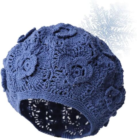 Sweet Beanie Hat for Women's Crochet Bucket Beret Hat Spring and Autumn Thin Hollow Out Breathable Visor Hat in Saudi Arabia