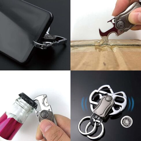 Multi-Function Keychain for Men - Dual Key Ring Organizer with Bottle Opener, Phone Stand & Fidget Spinner，Llaveros para Hombres Car Key Chain. in Saudi Arabia