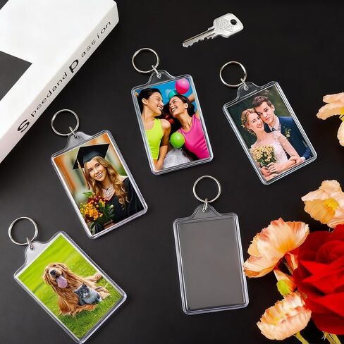 12 Pcs Photo Keychain (2.3 x 3.3inch) Transparent Picture Keychain, Acrylic Photo Insert Keychain DIY Personalize Favor Graduation Gift - Suitable for Photo Size 2 inch x 3 inch in Saudi Arabia