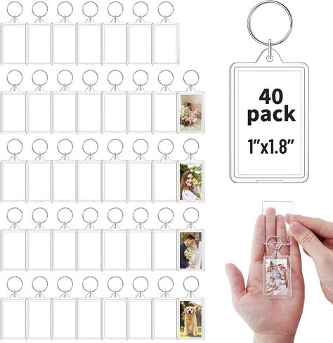 100 Pcs Acrylic Photo Keychain Bulk, Clear Photo Keyrings for 1.8"x1.1" Pic, Shatterproof Acrylic Keychains with Split Rings (100pcs) in Saudi Arabia