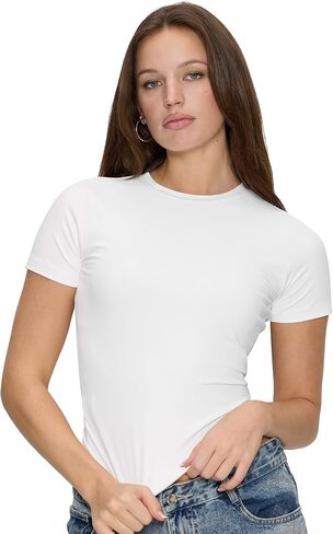 Womens Short Sleeve T Shirts - Summer Tops Slim Fit Y2k Basic Tee for Workout in Saudi Arabia