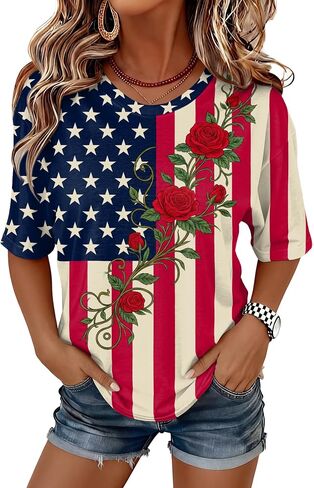 LOGENE Women's 250th Anniversary USA T-Shirt 4th of July American Flag Patriotic Independence Day Short Sleeve Tee Tops in Saudi Arabia