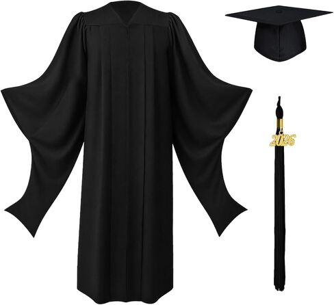 GraduationMall Masters Graduation Gown Cap with 2026 Tassel Graduation, Unisex Economy Set for Grad Party, Black 57 Plus(6'0"-6'2") in Kuwait