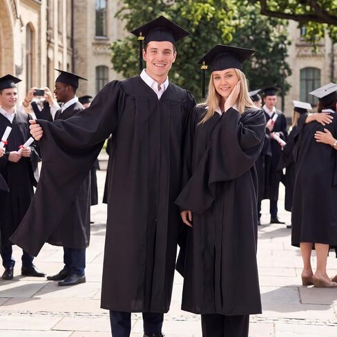 GraduationMall Masters Graduation Gown Cap with 2026 Tassel Graduation, Unisex Economy Set for Grad Party, Black 57 Plus(6'0"-6'2") in Kuwait