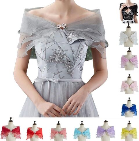 Women's Solid Color Chiffon Shrug Shawl Evening Party Dress Cover Up Shoulder Cape For Wedding Black Grey Purple White in Kuwait