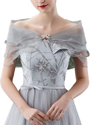 Women's Solid Color Chiffon Shrug Shawl Evening Party Dress Cover Up Shoulder Cape For Wedding Black Grey Purple White in Kuwait