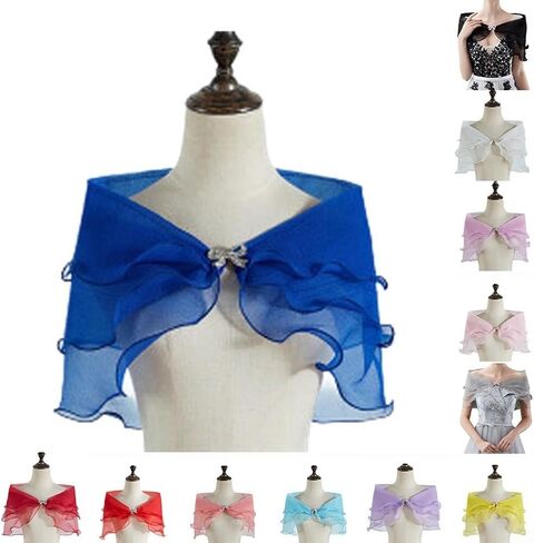 Women's Solid Color Chiffon Shrug Shawl Evening Party Dress Cover Up Shoulder Cape For Wedding Black Grey Purple White in Kuwait