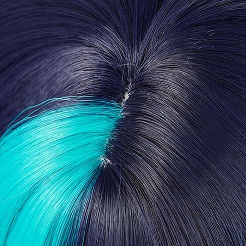 Probeauty Black Mixed Blue Wig with Choker Anime Cosplay Wig with Bangs for Halloween Costume Party in Saudi Arabia