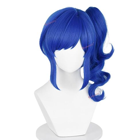 Probeauty Black Mixed Blue Wig with Choker Anime Cosplay Wig with Bangs for Halloween Costume Party in Saudi Arabia