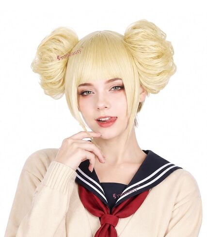 Probeauty Black Mixed Blue Wig with Choker Anime Cosplay Wig with Bangs for Halloween Costume Party in Saudi Arabia