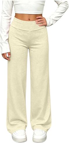 Girls Wide Leg Sweatpants High Waist Lightweight Activewear Pants Casual Relaxed Fit Comfy Trackpants for Teens 5-15Y in Saudi Arabia