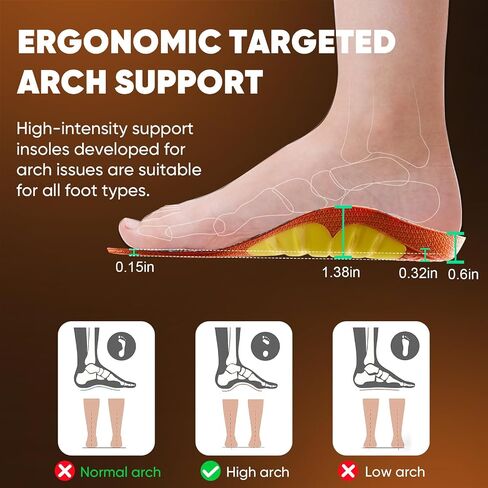 Footmaster Plantar Fasciitis Pain Relief Insoles,All-Day Comfort Orthotic Shoe Inserts with Arch Support,Shock Absorbing for Heel Pain and Flat Feet in Kuwait