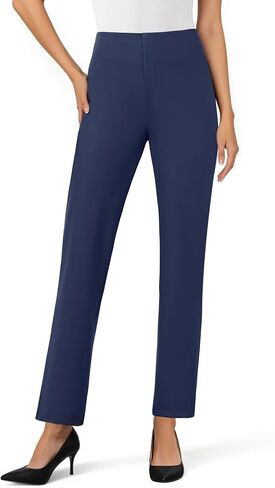DLOODA Womens Dress Pants, Stretchy Straight Leg Pull On Work Pants High Waisted Business Casual Slacks with Pockets Office in Kuwait