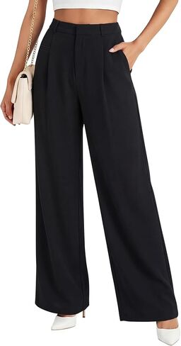 Women Wide Leg Dress Pants Straight High Waisted Office Work Flowy Palazzo Pants Business Casual 2026 Slacks Trousers in Saudi Arabia