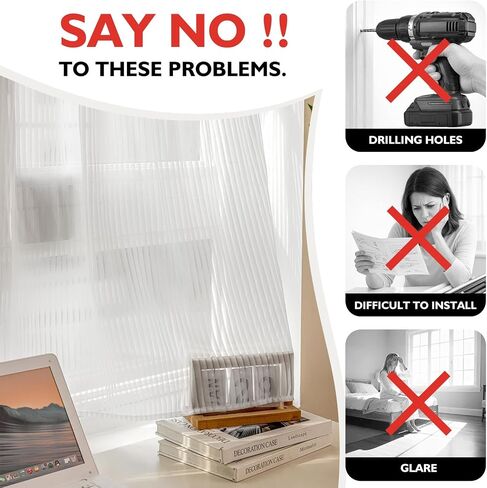 JILRON Semi Sheer Curtains Adhesive Window Screen Light Filtering Curtains No Drilling Decorative for Coffee Shop RV Home-White(W 27*L 25in) in Kuwait