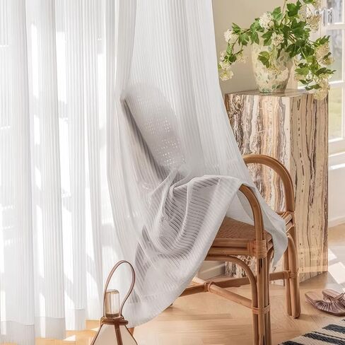 JILRON Semi Sheer Curtains Adhesive Window Screen Light Filtering Curtains No Drilling Decorative for Coffee Shop RV Home-White(W 27*L 25in) in Kuwait