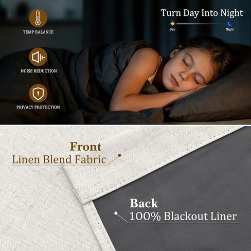 Nanspring 100% Blackout Kitchen Linen Curtains Back Tab Small Drape 36 Inch Length Privacy Natural Elegant Short Black Out Cafe Curtain Tier for Thermal Insulated Bedroom Cabinet Cream Ivory 30x36 in Saudi Arabia