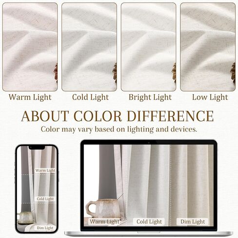 Nanspring 100% Blackout Kitchen Linen Curtains Back Tab Small Drape 36 Inch Length Privacy Natural Elegant Short Black Out Cafe Curtain Tier for Thermal Insulated Bedroom Cabinet Cream Ivory 30x36 in Saudi Arabia