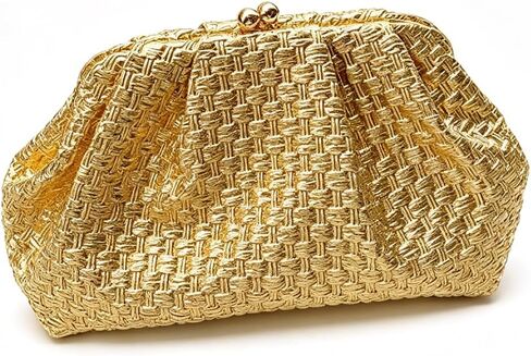 CUXVA Woven Pattern Clutch Purse Ruched Dumpling Evening Bag Chain Strap Handbags Elegant PU Leather Clutch Bag in Saudi Arabia
